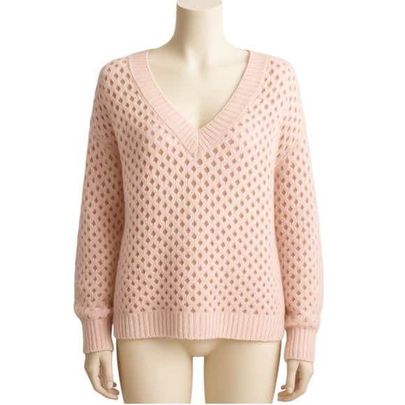 UNIVERSAL THREAD net v-neck pullover oversized boxy chunky pink women’s XL - Picture 1 of 12